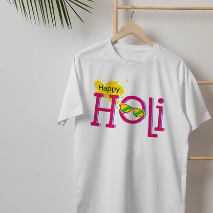 Unisex Dryfit Happy Holi Print Holi T-Shirt for Men Women