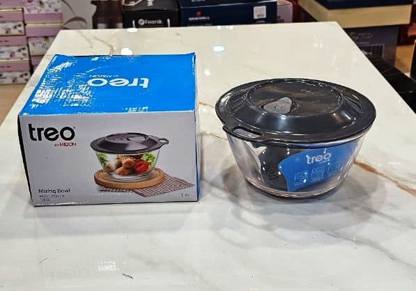 TreO Glass FreshMix Bowl with Lid 870ml