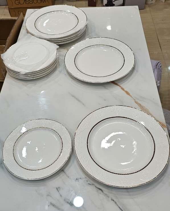 Royal Duo Ceramic Plate set 6 Full Dinner Plate 6 Quarter Plate for Home & Restaurant Dinner Plate