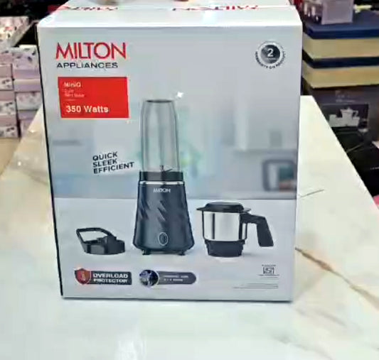 Milton Appliances| Mini Bullet Mixer Grinder I ISI Certified I Smoothie Maker &amp; Blender I SS Jar &amp; On-the-Go Jar I Powerful HTLV 350W Motor, Anti Skid Feet