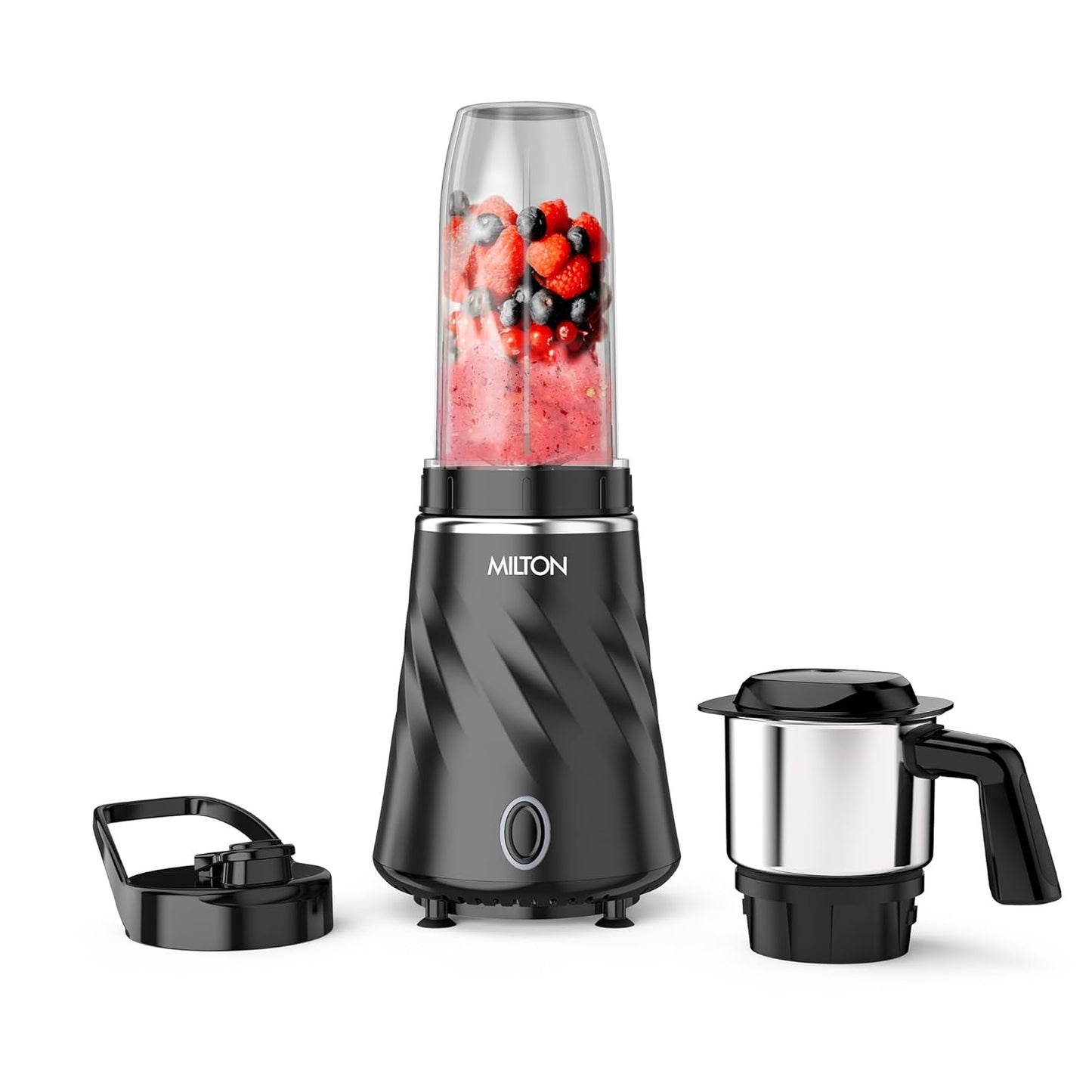 Milton Appliances| Mini Bullet Mixer Grinder I ISI Certified I Smoothie Maker &amp; Blender I SS Jar &amp; On-the-Go Jar I Powerful HTLV 350W Motor, Anti Skid Feet
