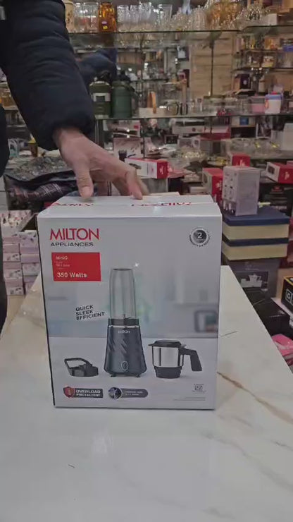 Milton Appliances| Mini Bullet Mixer Grinder I ISI Certified I Smoothie Maker &amp; Blender I SS Jar &amp; On-the-Go Jar I Powerful HTLV 350W Motor, Anti Skid Feet