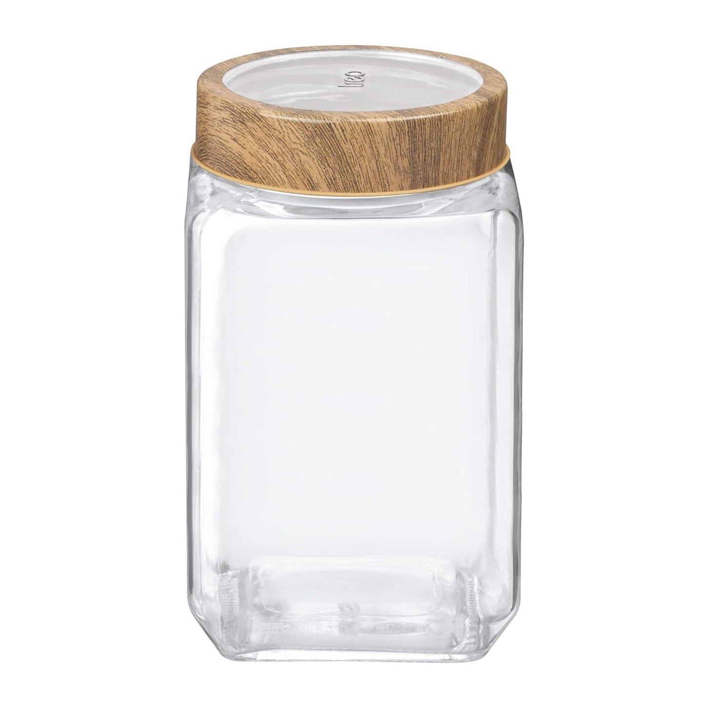 Treo By Milton Woody Cube Storage Glass Jar, 1 Piece, 1200 ml, Transparent | BPA Free | Storage Jar | Kitchen Organizer Modular | Multipurpose Jar